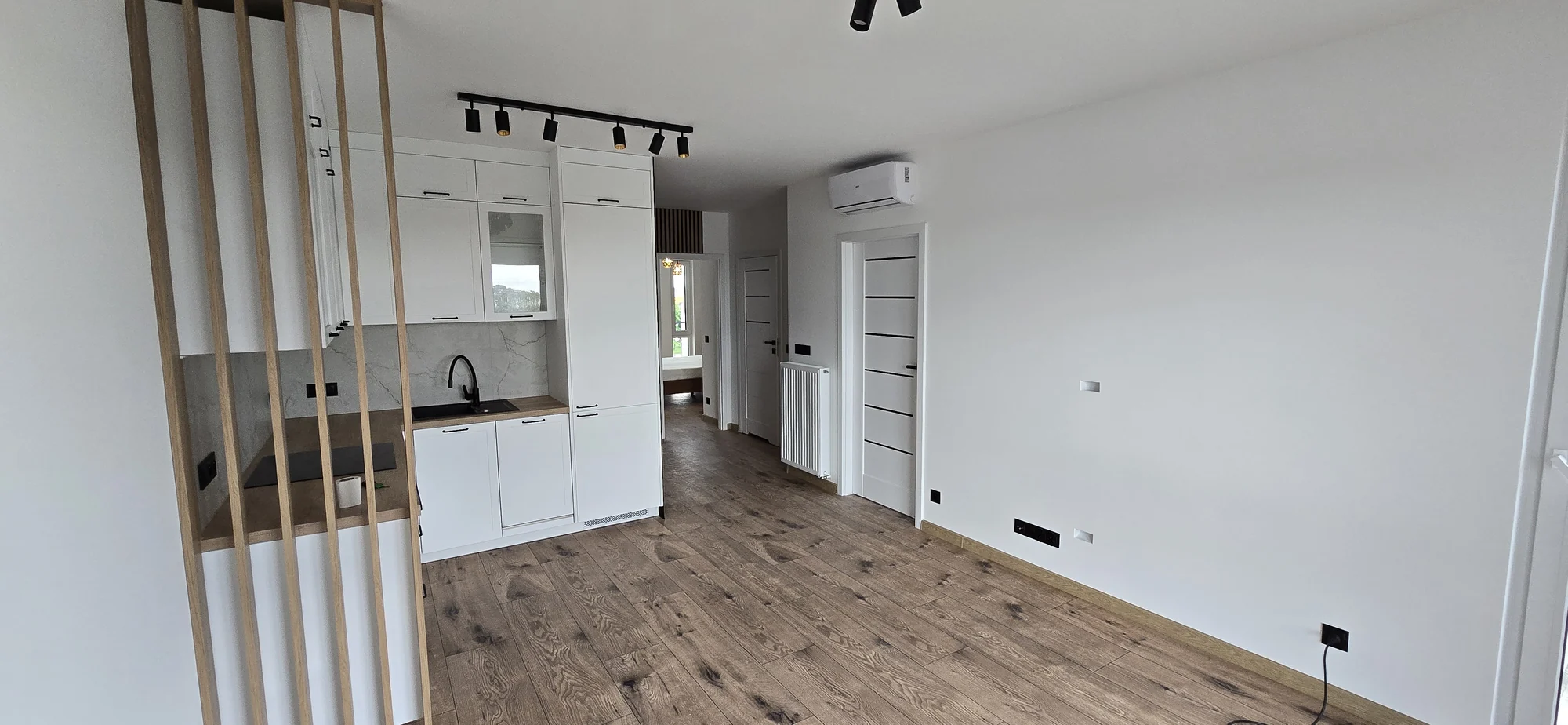 Układ strefy dziennej. Mieszkanie 3-pokojowe 52 m² w Siechnicach